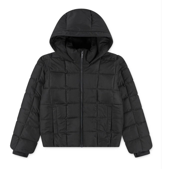Abercrombie & Fitch Kids Puffer Coat Faux Fur Lining 11/12 Black Unisex Jacket
